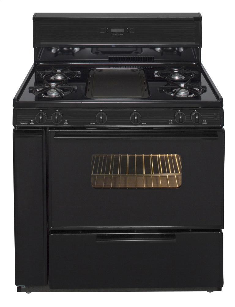 Premier 36 in. Freestanding Gas Range with 5th Burner and Griddle Package in Black