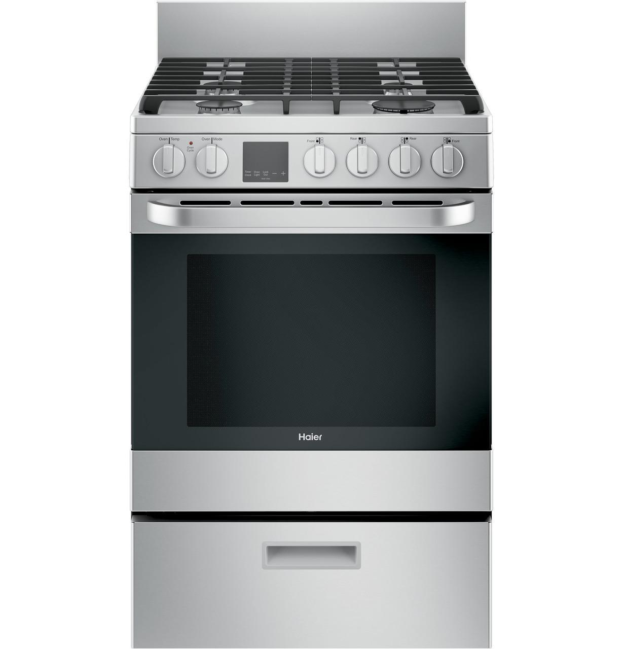 Haier 24" 2.9 Cu. Ft. Gas Free-Standing Range with Convection and Modular Backguard