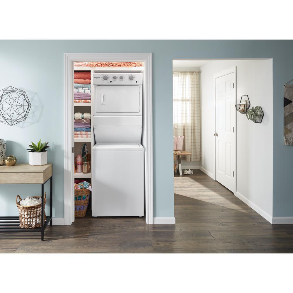 Whirlpool WGTLV27HW 3.5 cu.ft Long Vent Gas Stacked Laundry Center 9 Wash cycles and Wrinkle Shield™