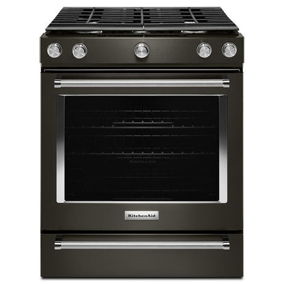 Kitchenaid KSGG700EBS 30-Inch 5-Burner Gas Slide-In Convection Range