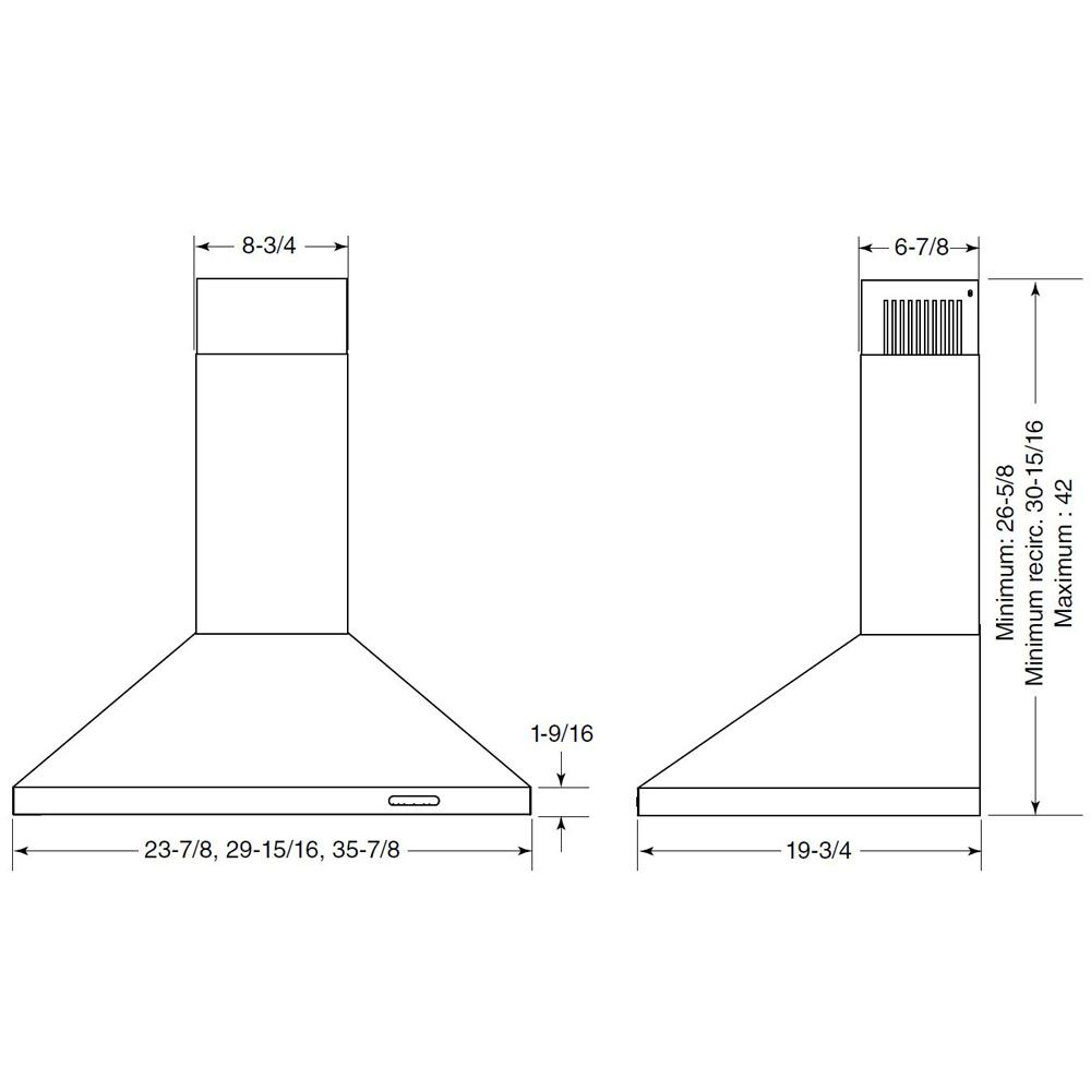 EW4836SS Broan® Elite EW48 Series 36-Inch Pyramidal Chimney Range Hood, 460 Max Blower CFM, Stainless Steel