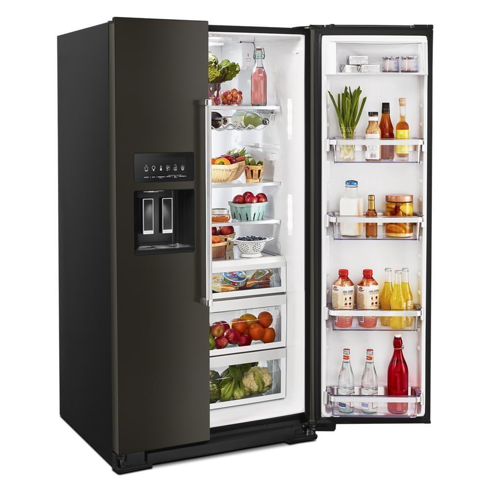 Kitchenaid KRSF705HBS 24.8 cu ft. Side-by-Side Refrigerator with Exterior Ice and Water and PrintShield™ Finish