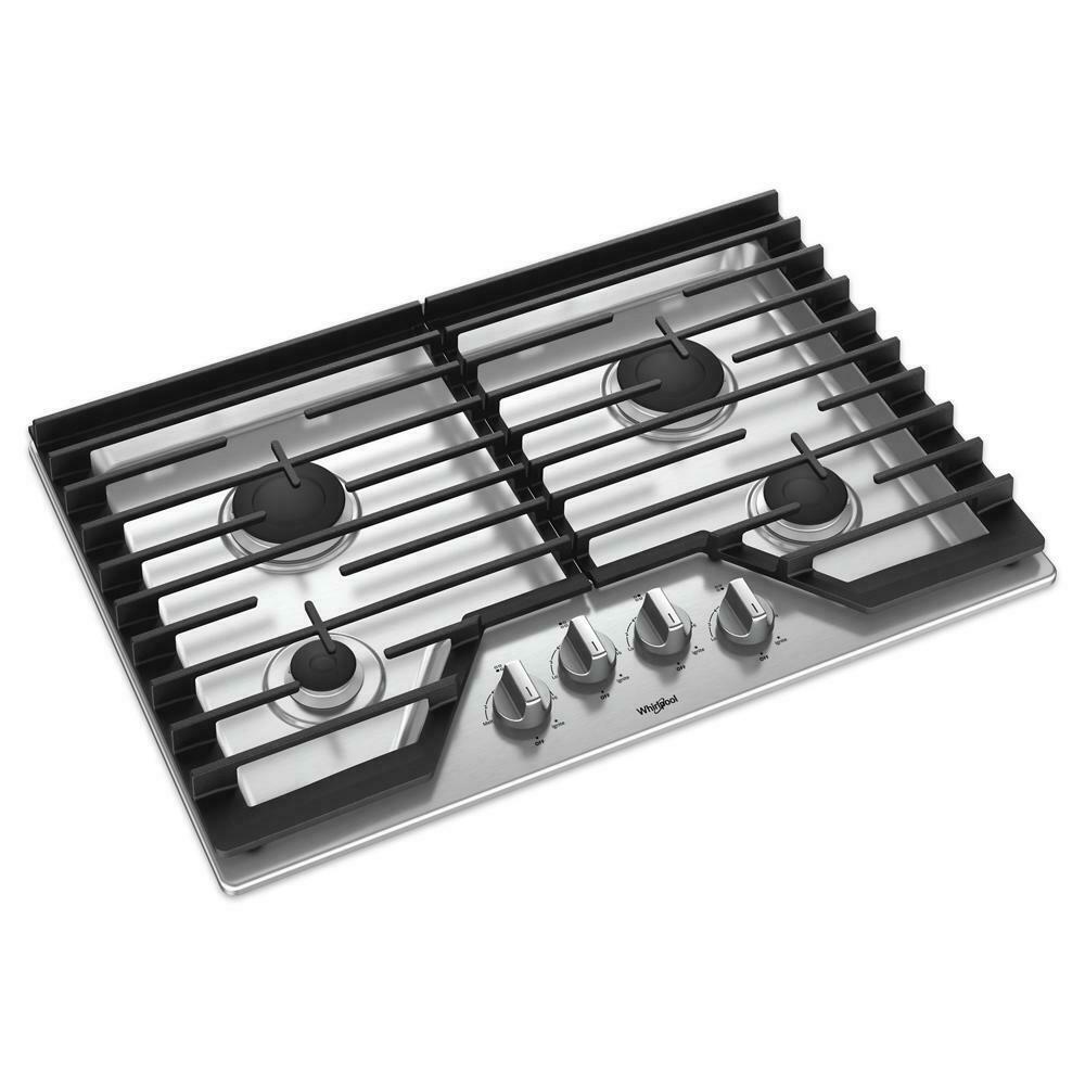 Whirlpool WCG55US0HS 30-inch Gas Cooktop with EZ-2-Lift™ Hinged Cast-Iron Grates