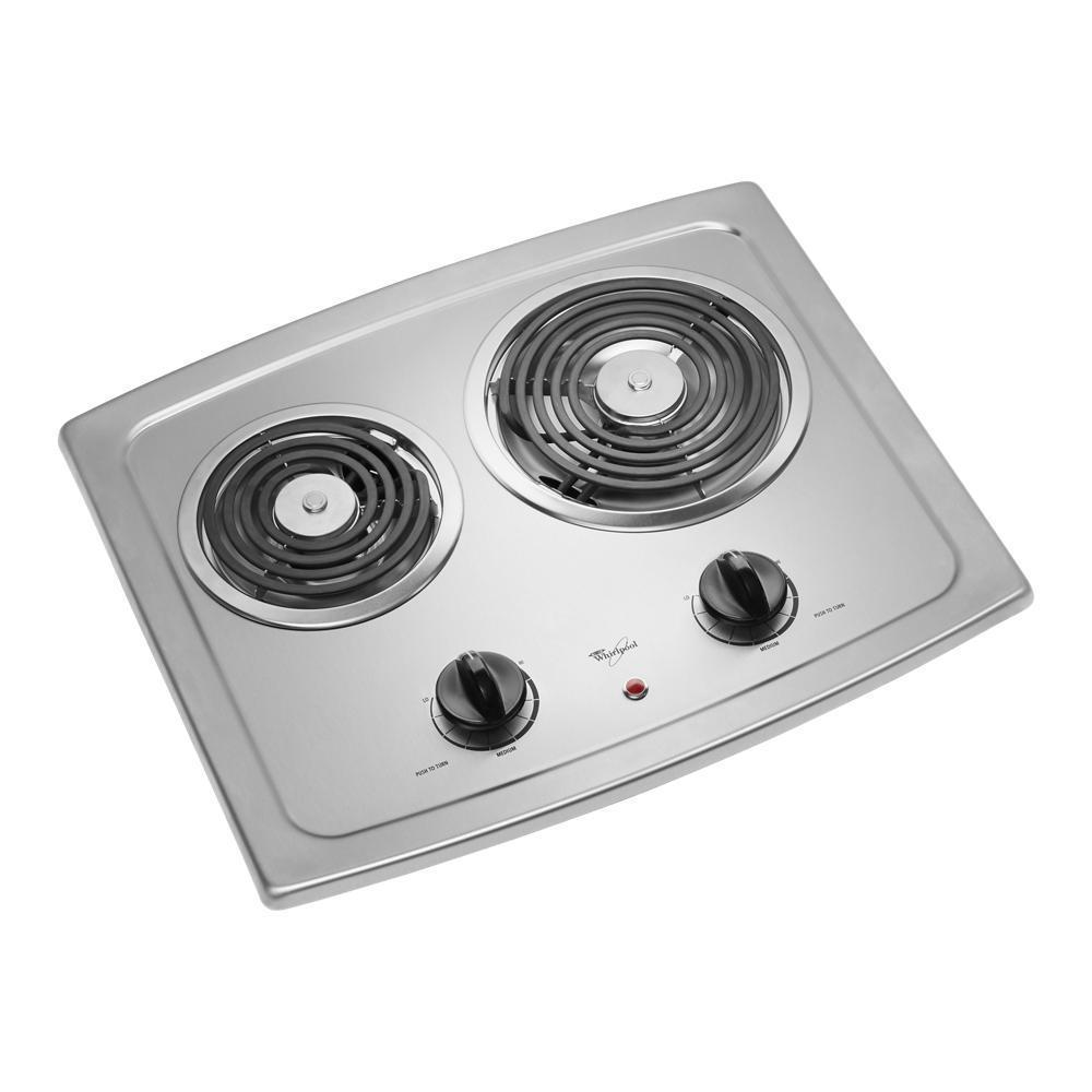 Whirlpool 21-inch Electric Cooktop with Stainless Steel Surface