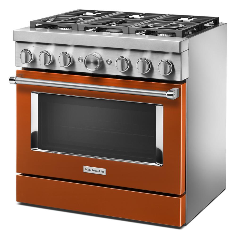 KFDC506JSC KitchenAid® 36'' Smart Commercial-Style Dual Fuel Range with 6 Burners