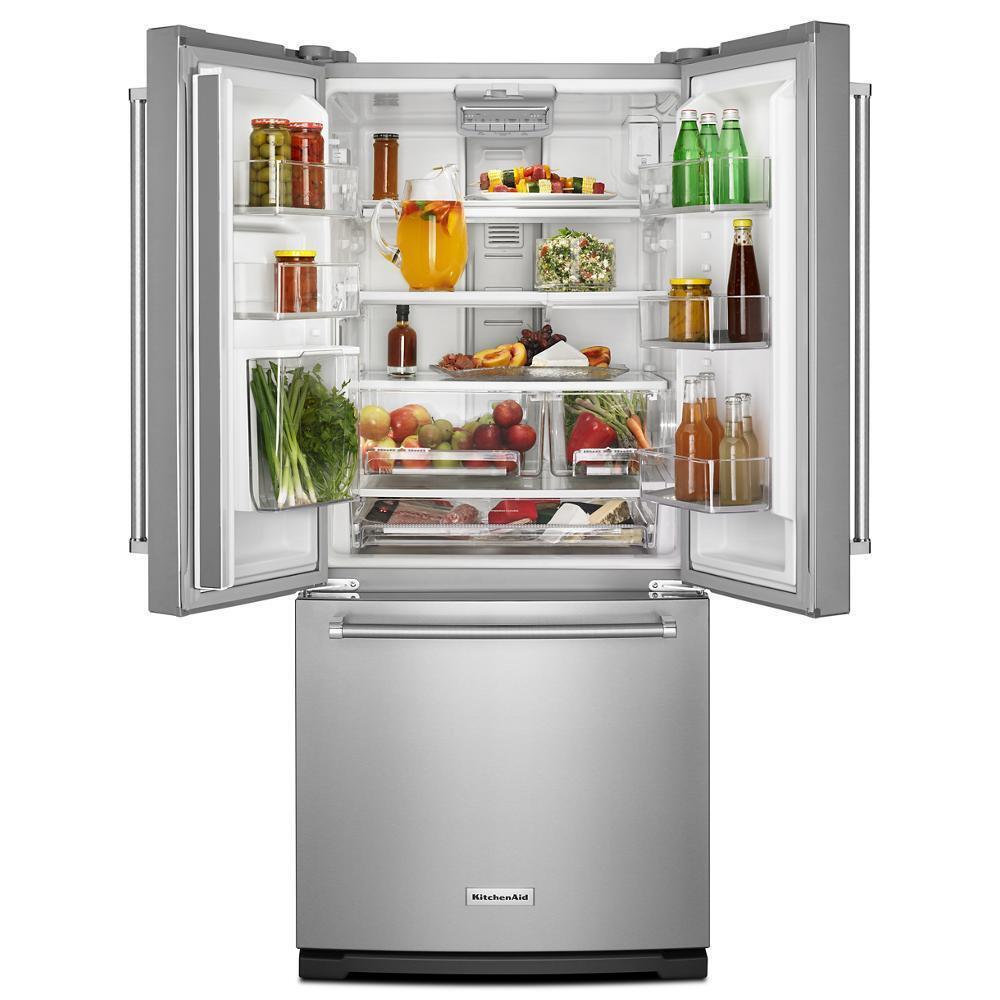 Kitchenaid KRFF300ESS 20 cu. Ft. 30-Inch Width Standard Depth French Door Refrigerator with Interior Dispense