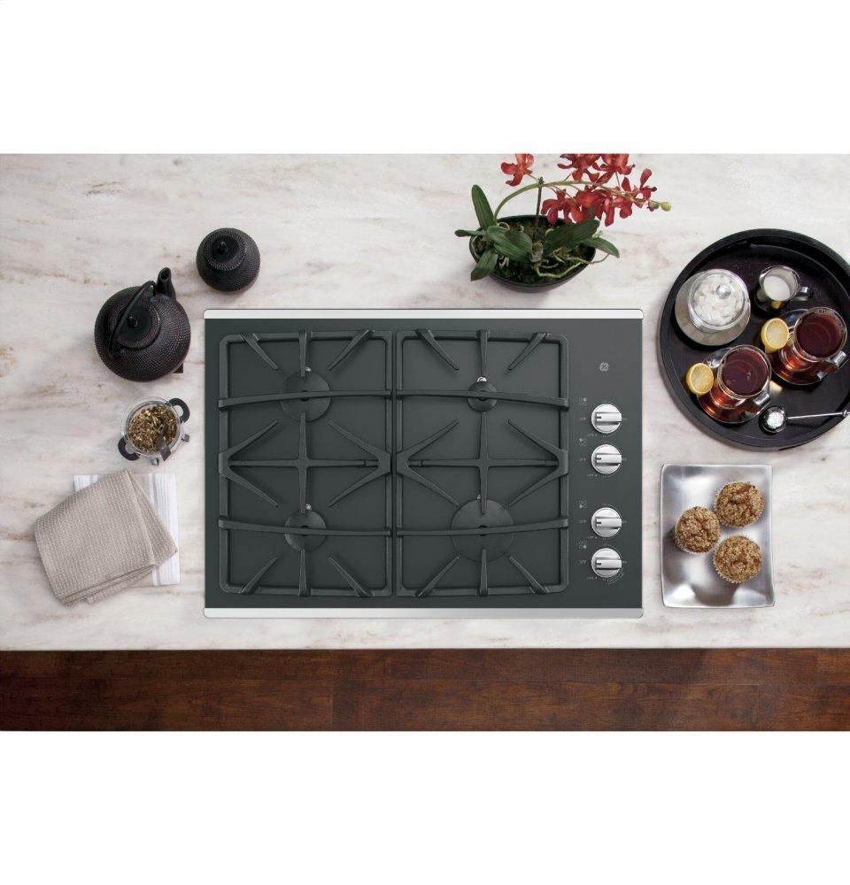 GE® 30" Built-In Gas on Glass Cooktop with Dishwasher Safe Grates