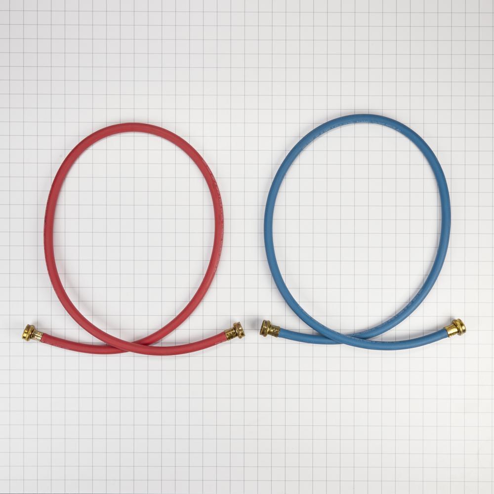 Whirlpool 8212545RP 5' Rubber washer fill hoses rated 1000 PSI with 2 female connections and built-in O-Rings - 2 pack