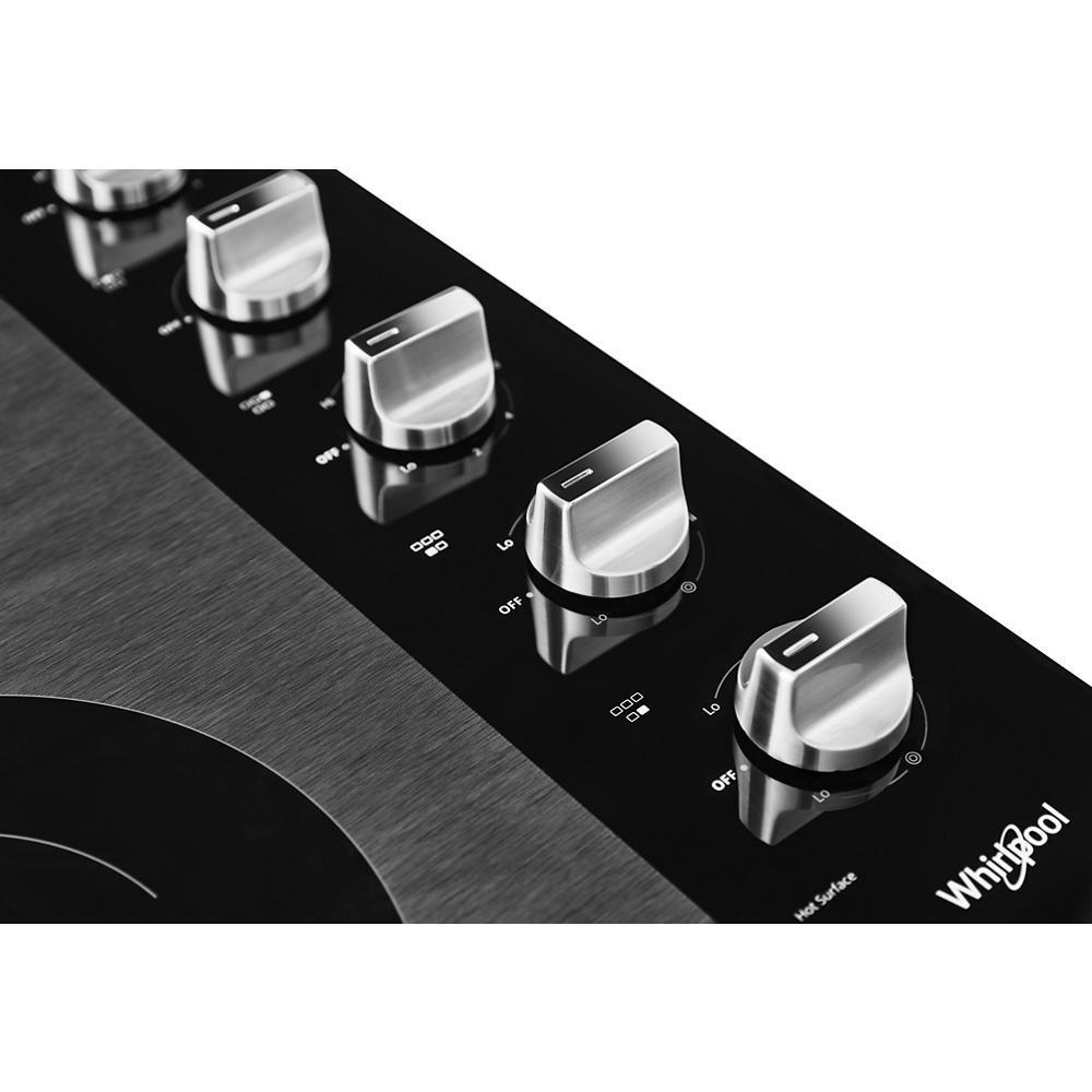 Whirlpool WCE77US0HS 30-inch Electric Ceramic Glass Cooktop with Two Dual Radiant Elements