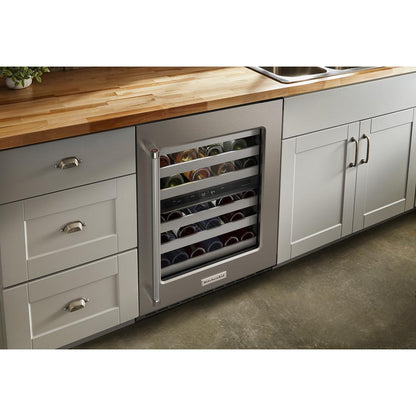 Kitchenaid KUWR314KSS 24" Undercounter Wine Cellar with Glass Door and Metal-Front Racks