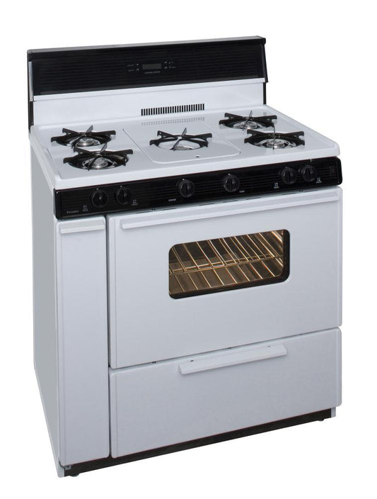 Premier SLK249WP0 36 in. Freestanding Gas Range with 5th Burner and Griddle Package in White