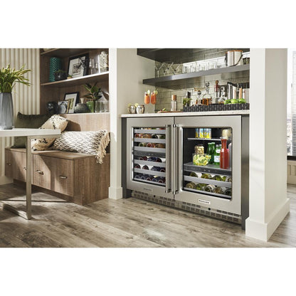Kitchenaid KUWL314KSS 24" Undercounter Wine Cellar with Glass Door and Metal-Front Racks