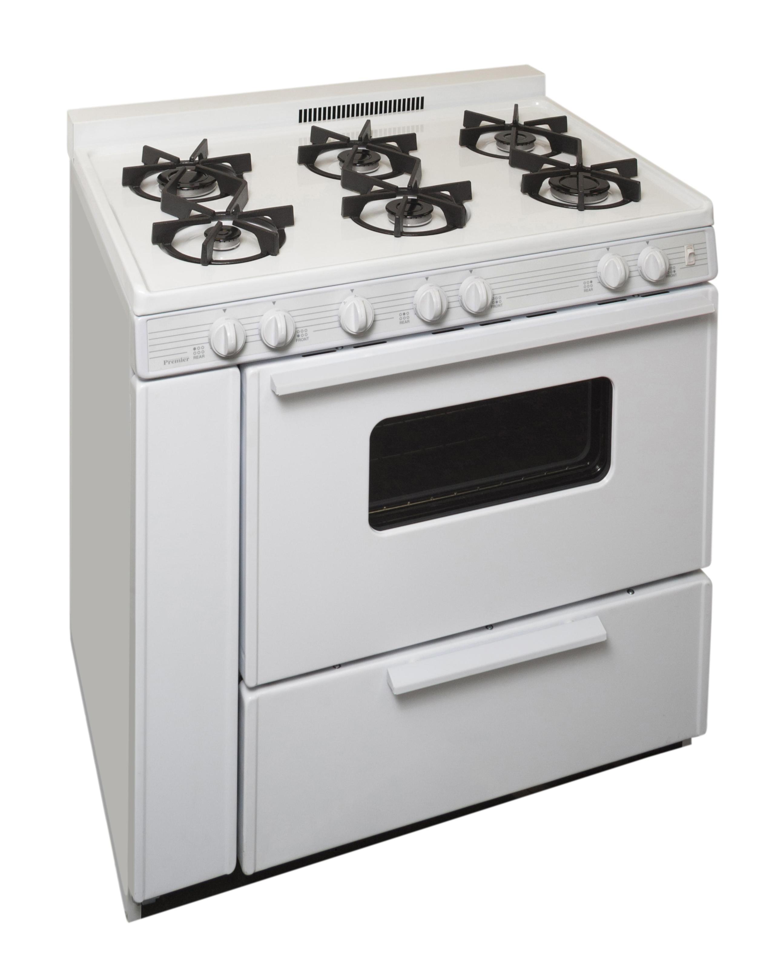 Premier 36 in. Freestanding Sealed Burner Gas Range in White