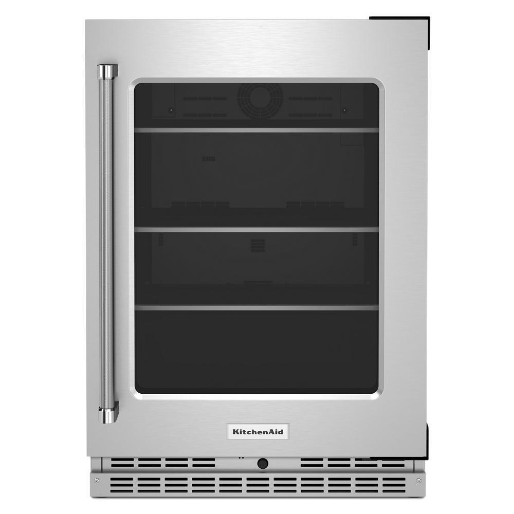 Kitchenaid 24" Undercounter Refrigerator with Glass Door and Shelves with Metallic Accents