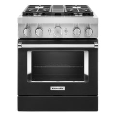 KFDC500JBK KitchenAid® 30'' Smart Commercial-Style Dual Fuel Range with 4 Burners