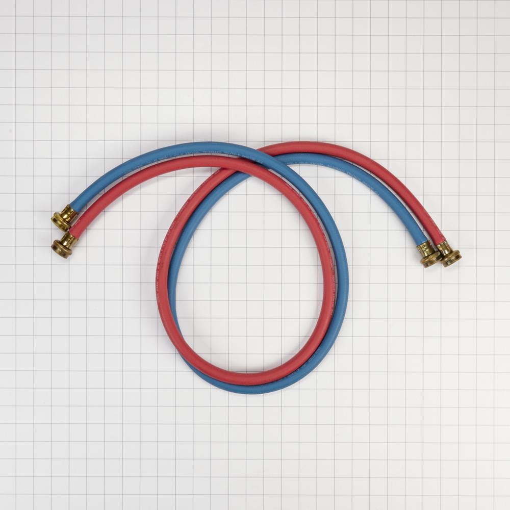 Whirlpool 8212545RP 5' Rubber washer fill hoses rated 1000 PSI with 2 female connections and built-in O-Rings - 2 pack