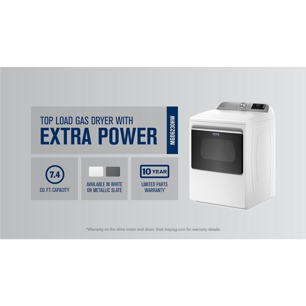 Maytag MGD6230HW Smart Top Load Gas Dryer with Extra Power - 7.4 cu. ft.