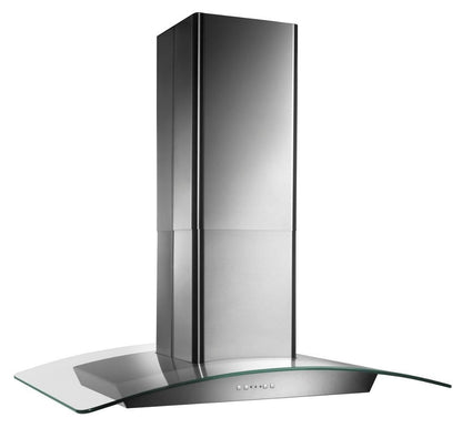 Broan® Elite 35-3/8-Inch x 25-5/8-Inch Convertible Curved Glass Canopy Island Range Hood, 520 Max Blower CFM, Stainless