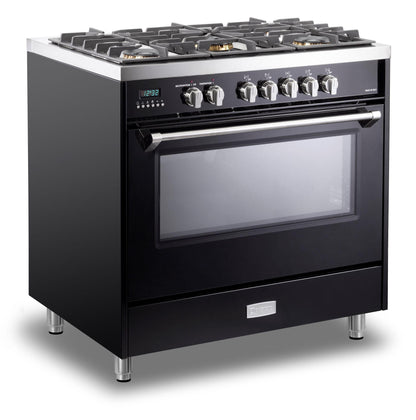 Verona VDFSGE365GB Designer 36" Dual Fuel Single Oven Range - Gloss Black