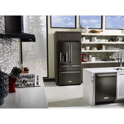 Kitchenaid KRMF706EBS 25.8 Cu. Ft. 36" Multi-Door Freestanding Refrigerator with Platinum Interior Design and PrintShield™ Finish