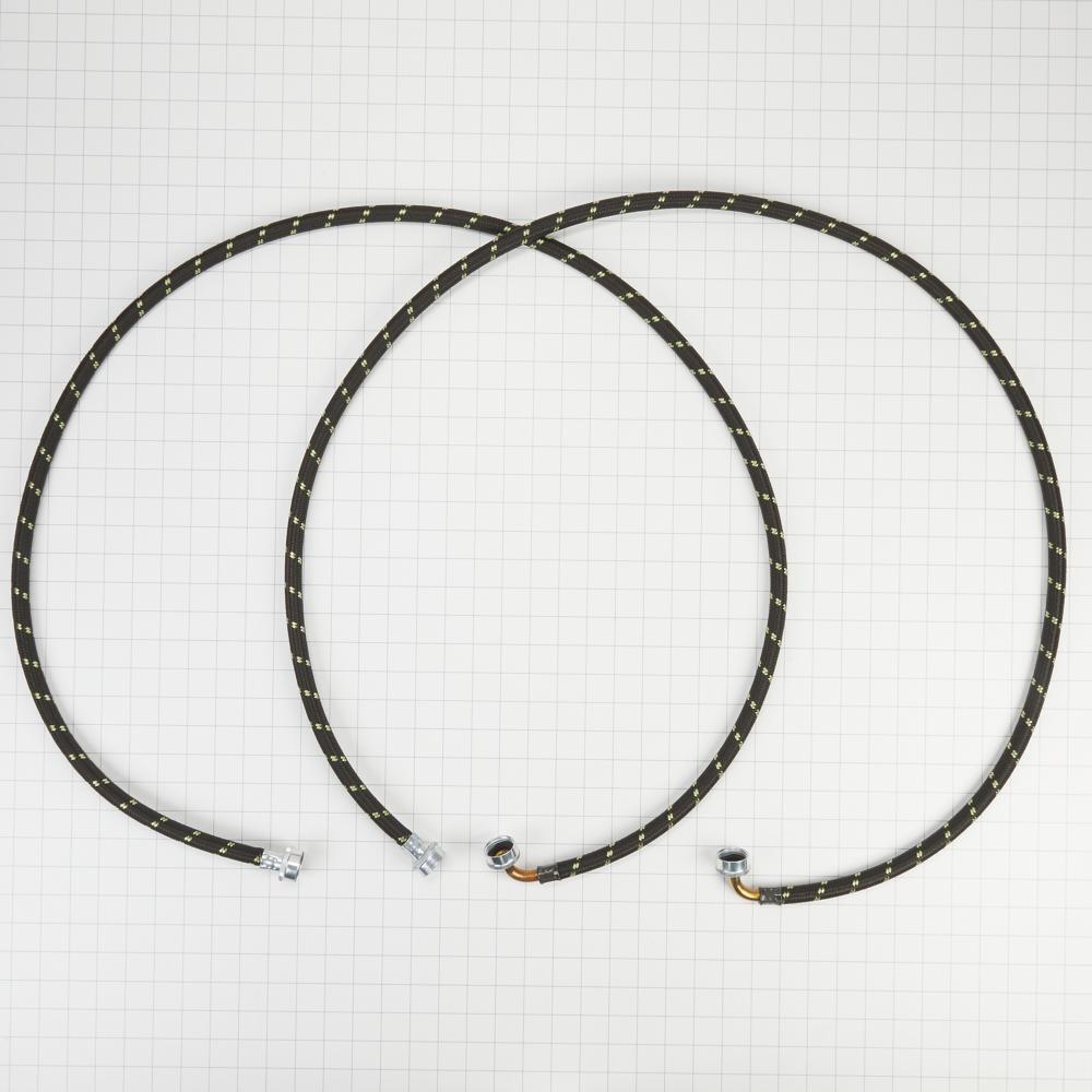 Whirlpool 8212638RP 6' Black braided hoses with 90 degree elbow rated 1700 PSI with two female connections - 2 Pack