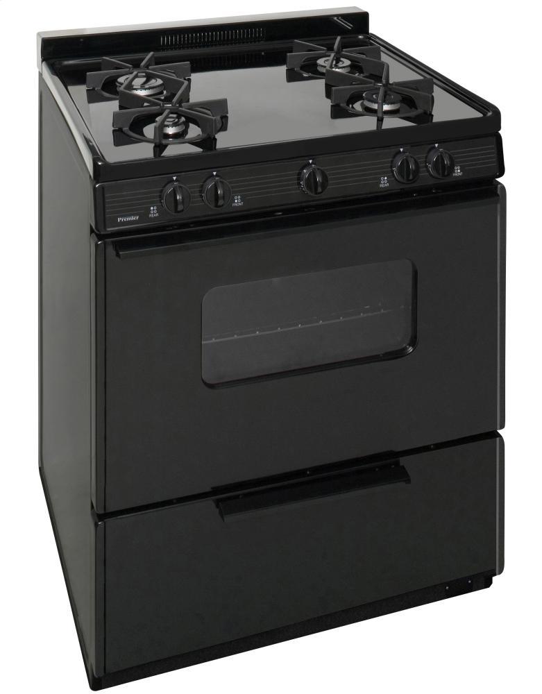 Premier 30 in. Freestanding Battery-Generated Spark Ignition Gas Range in Black