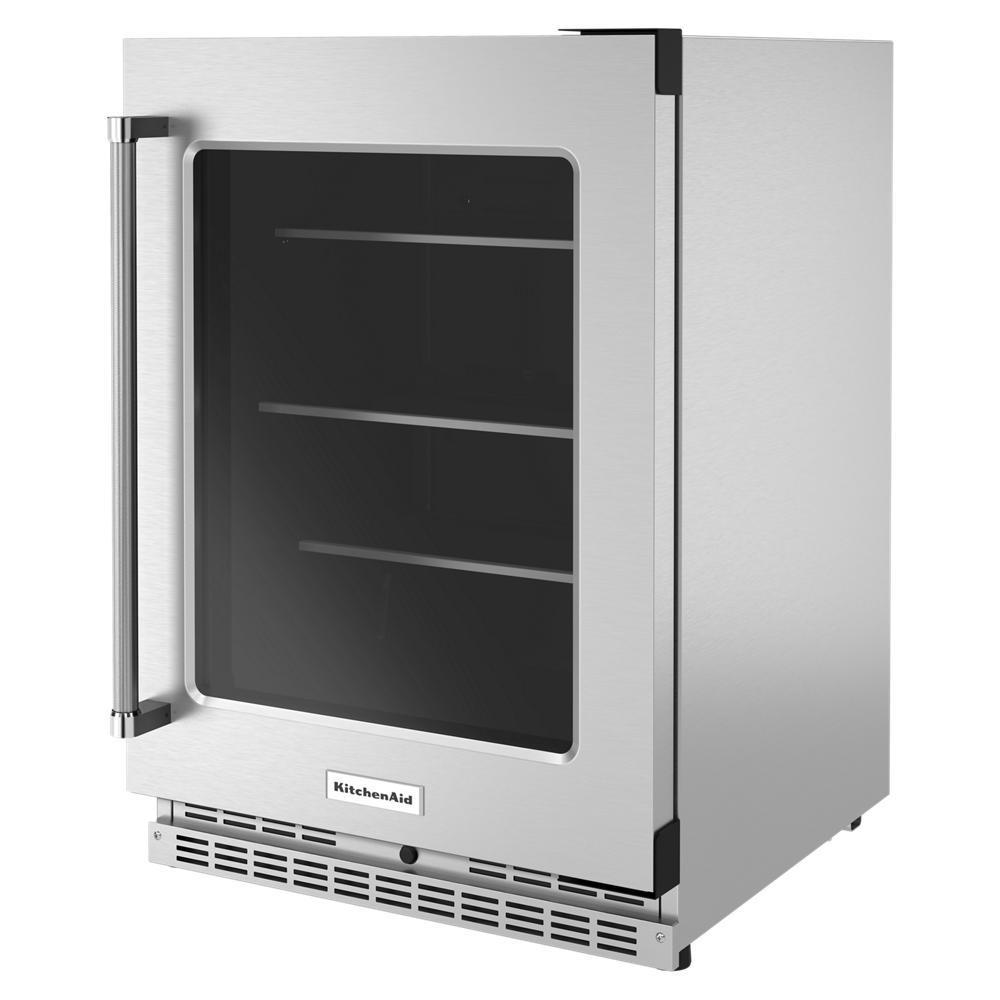 Kitchenaid 24" Undercounter Refrigerator with Glass Door and Shelves with Metallic Accents