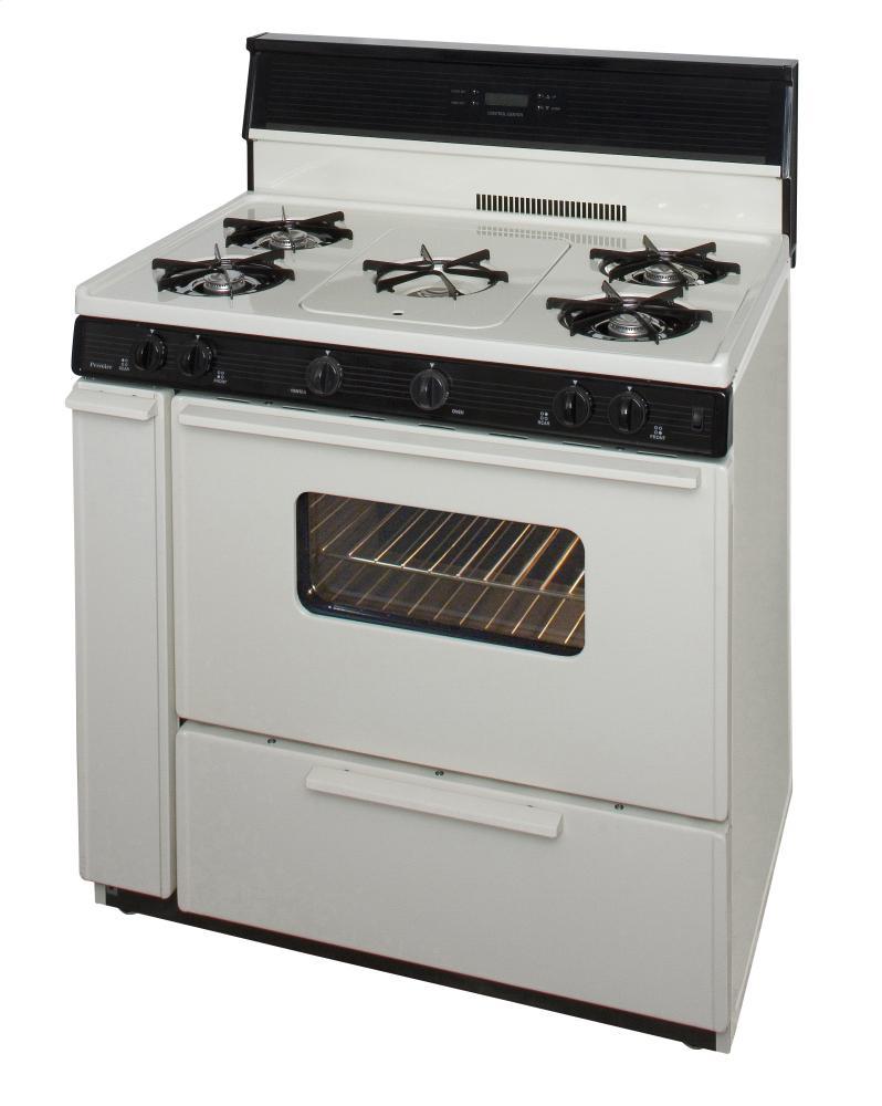 Premier SLK249TP0 36 in. Freestanding Gas Range with 5th Burner and Griddle Package in Biscuit
