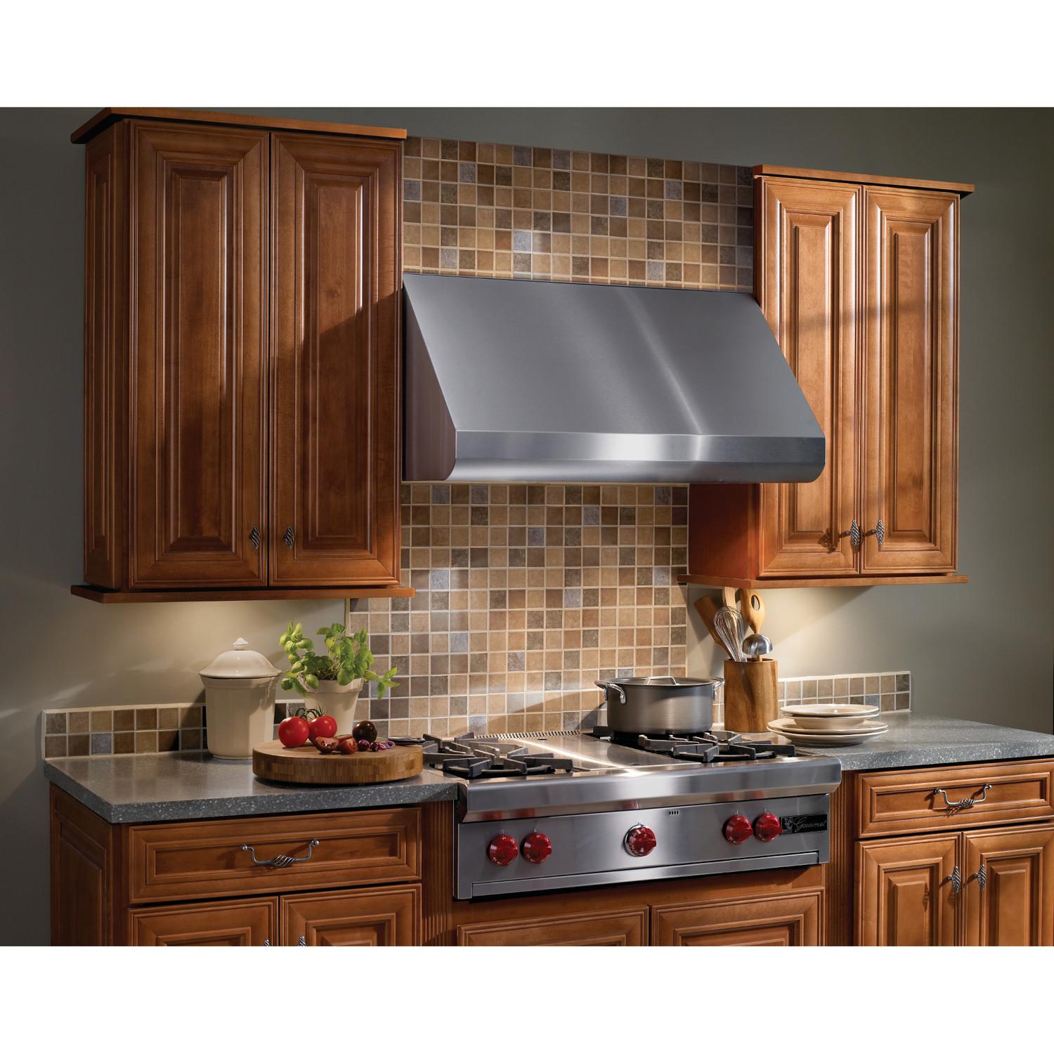 E6042TSS Broan® Elite E60000 42-inch Convertible Canopy Wall-Mount Range Hood w/Heat Sentry™ 1290 Max Blower CFM, Stainless Steel