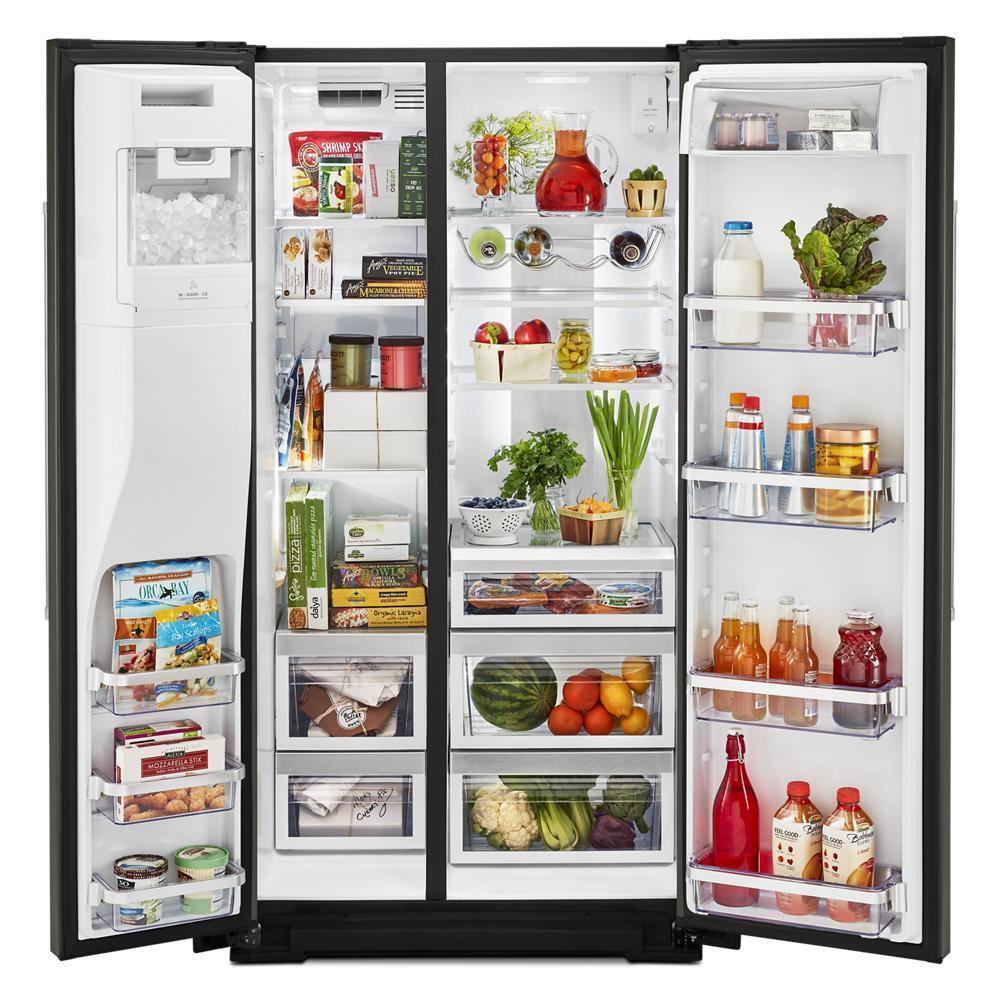 Kitchenaid KRSC700HBS 19.9 cu ft. Counter-Depth Side-by-Side Refrigerator with Exterior Ice and Water and PrintShield™ finish