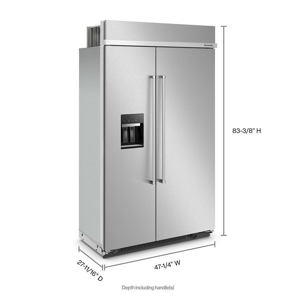 Kitchenaid KBSD708MPS 29.4 Cu. Ft. 48" Built-In Side-by-Side Refrigerator with Ice and Water Dispenser