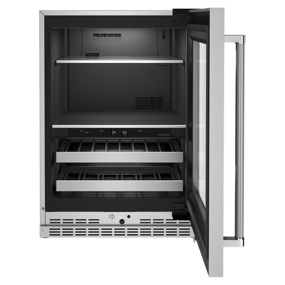 Kitchenaid 24" Beverage Center with Glass Door and Metal-Front Racks