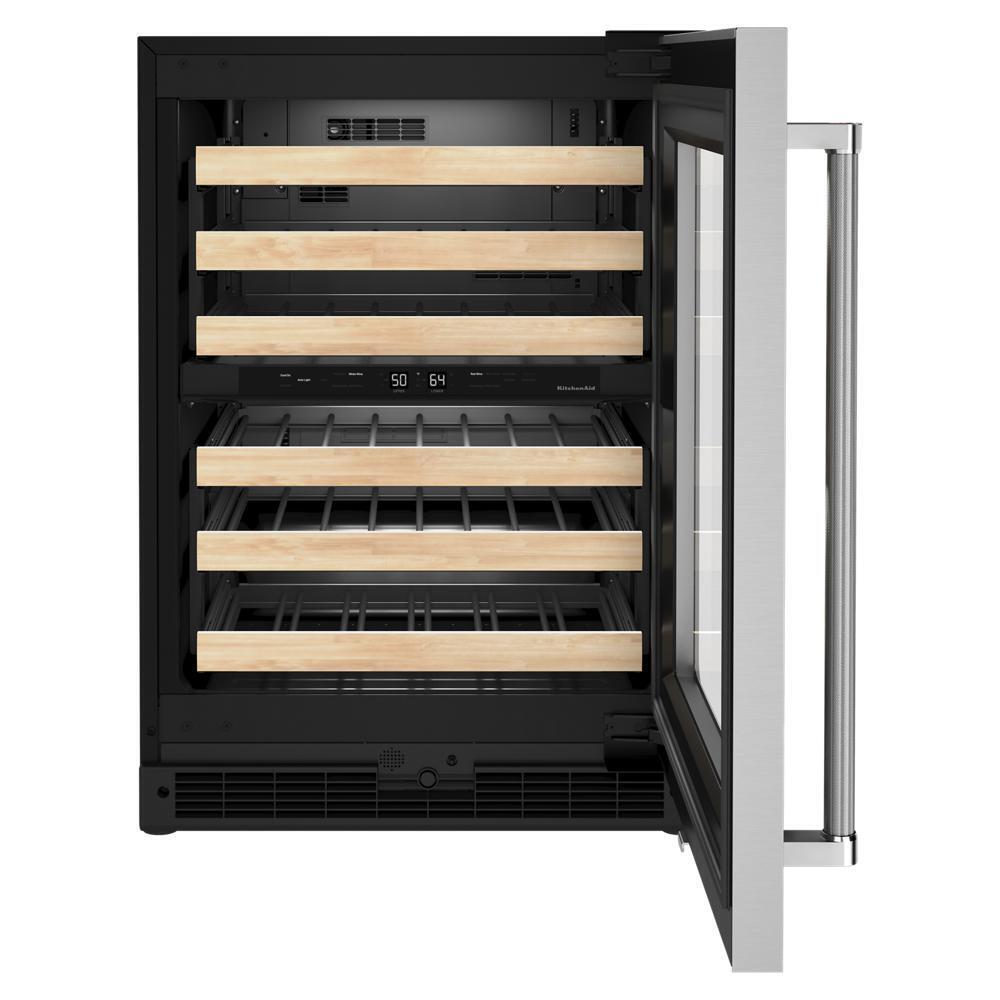 Kitchenaid KUWR214KSB 24" Undercounter Wine Cellar with Glass Door and Wood-Front Racks