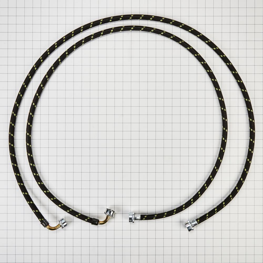 Whirlpool 8212638RC 6' braided washer fill hoses rated 1500+ PSI with two female connections, and built-in O-Rings - 2 pack