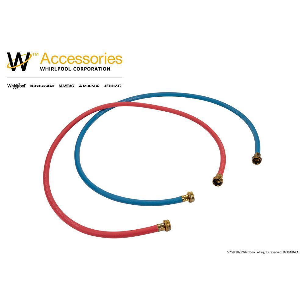 Whirlpool 8212545RP 5' Rubber washer fill hoses rated 1000 PSI with 2 female connections and built-in O-Rings - 2 pack