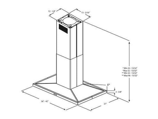 Elica KIT0100317 Optional Long Chimney Extension Kit for 9'0 - 12'0"