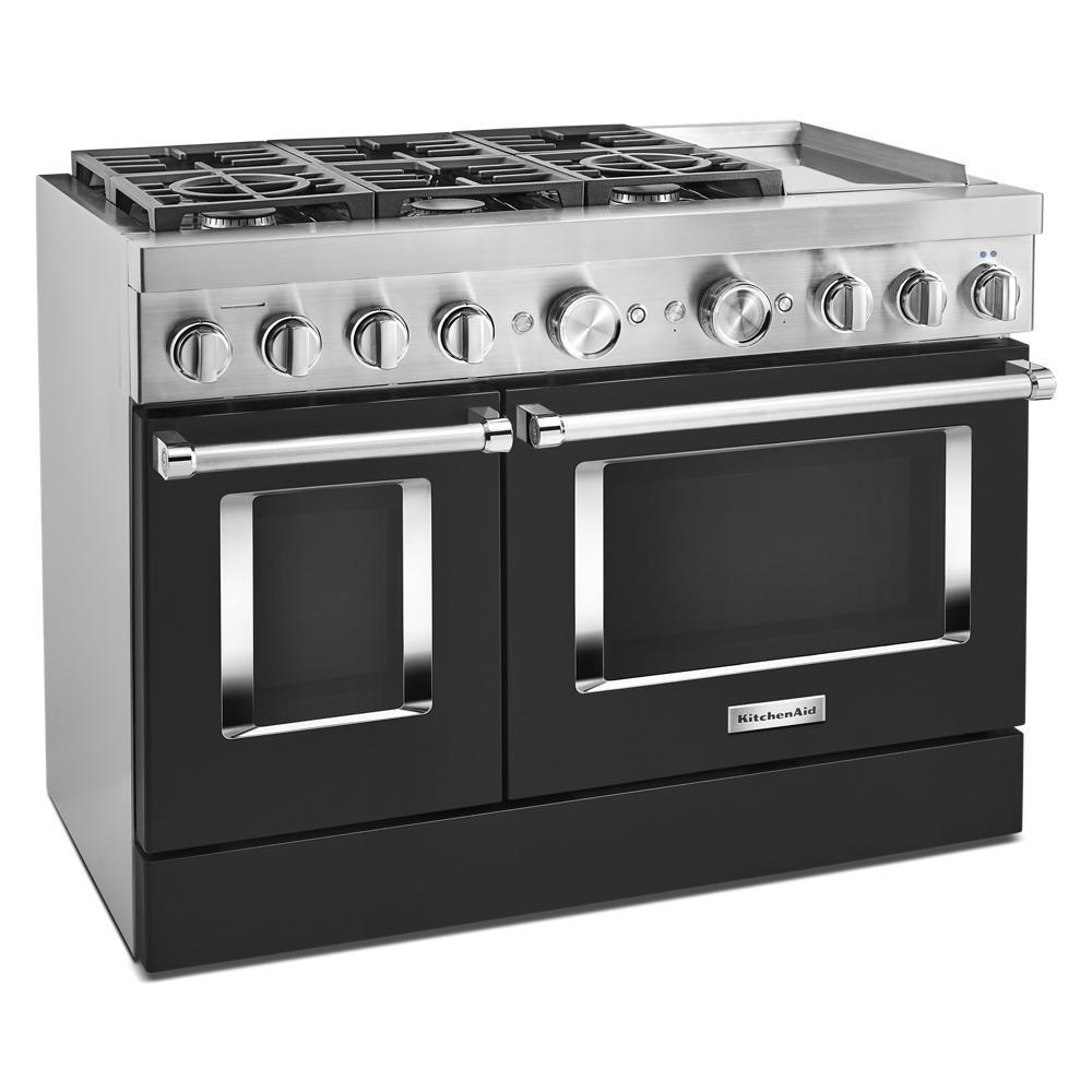 KFDC558JBK KitchenAid® 48'' Smart Commercial-Style Dual Fuel Range with Griddle