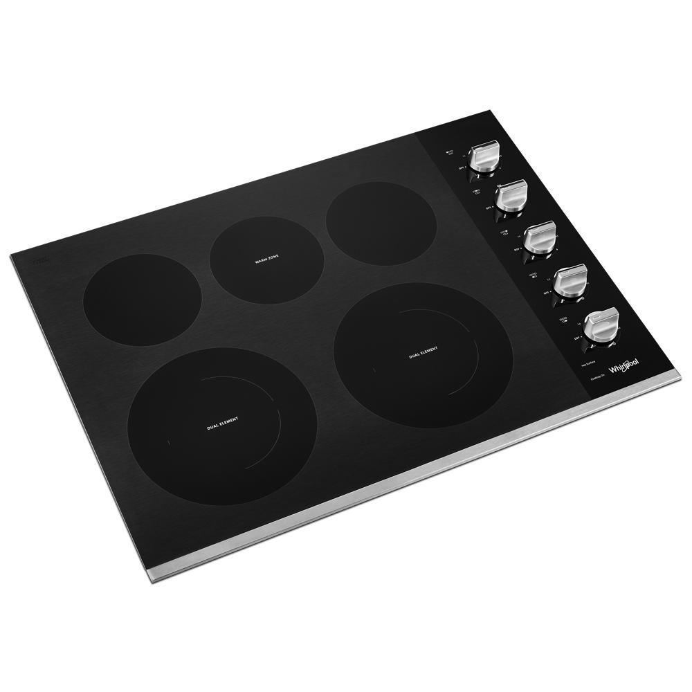 Whirlpool WCE77US0HS 30-inch Electric Ceramic Glass Cooktop with Two Dual Radiant Elements