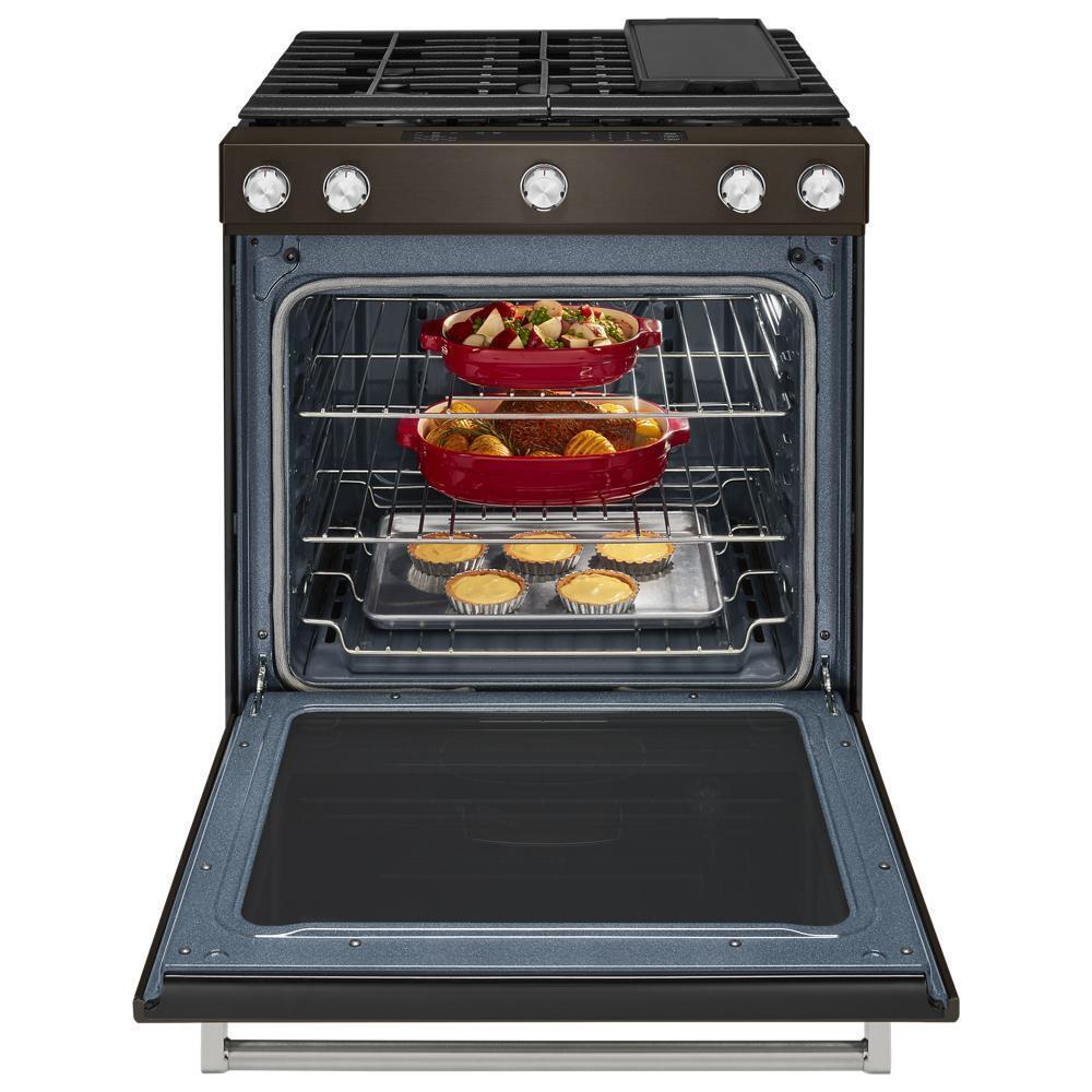 Kitchenaid KSGG700EBS 30-Inch 5-Burner Gas Slide-In Convection Range