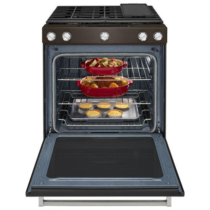 Kitchenaid KSGG700EBS 30-Inch 5-Burner Gas Slide-In Convection Range
