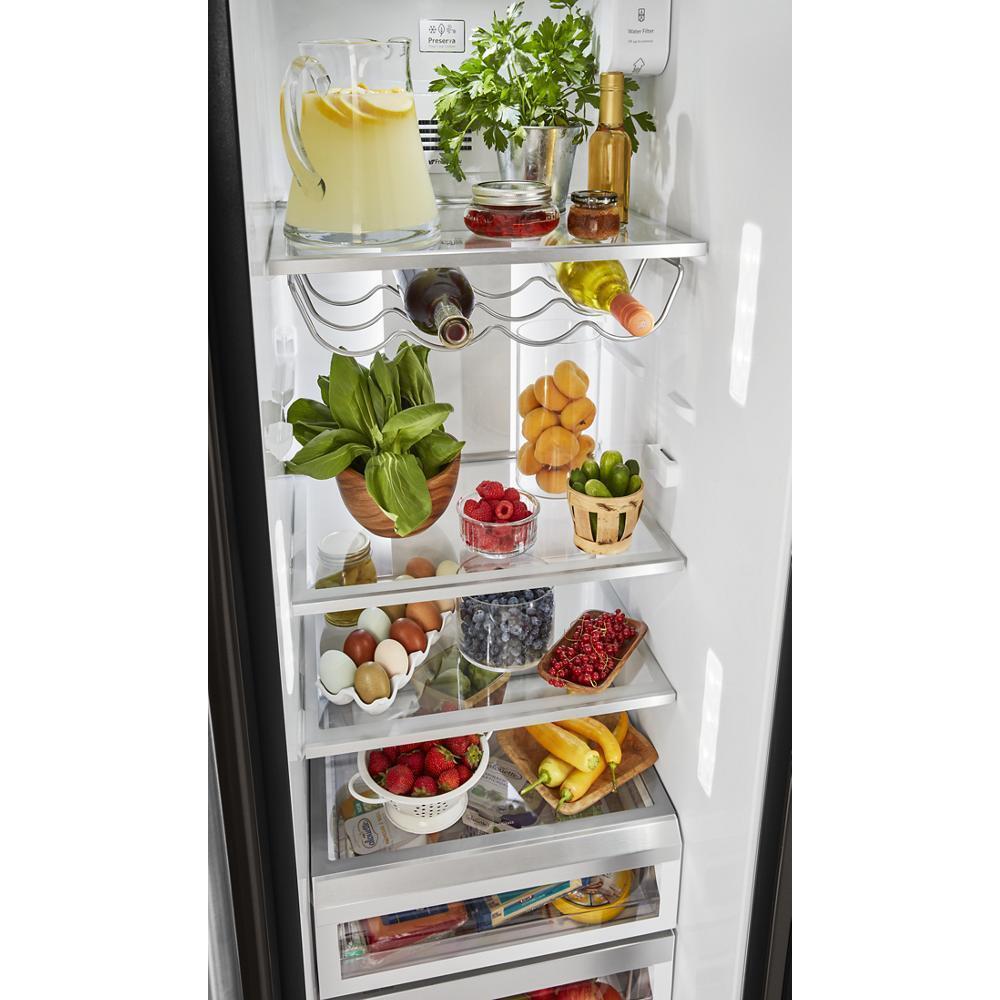 Kitchenaid KRSC703HBS 22.6 cu ft. Counter-Depth Side-by-Side Refrigerator with Exterior Ice and Water and PrintShield™ finish