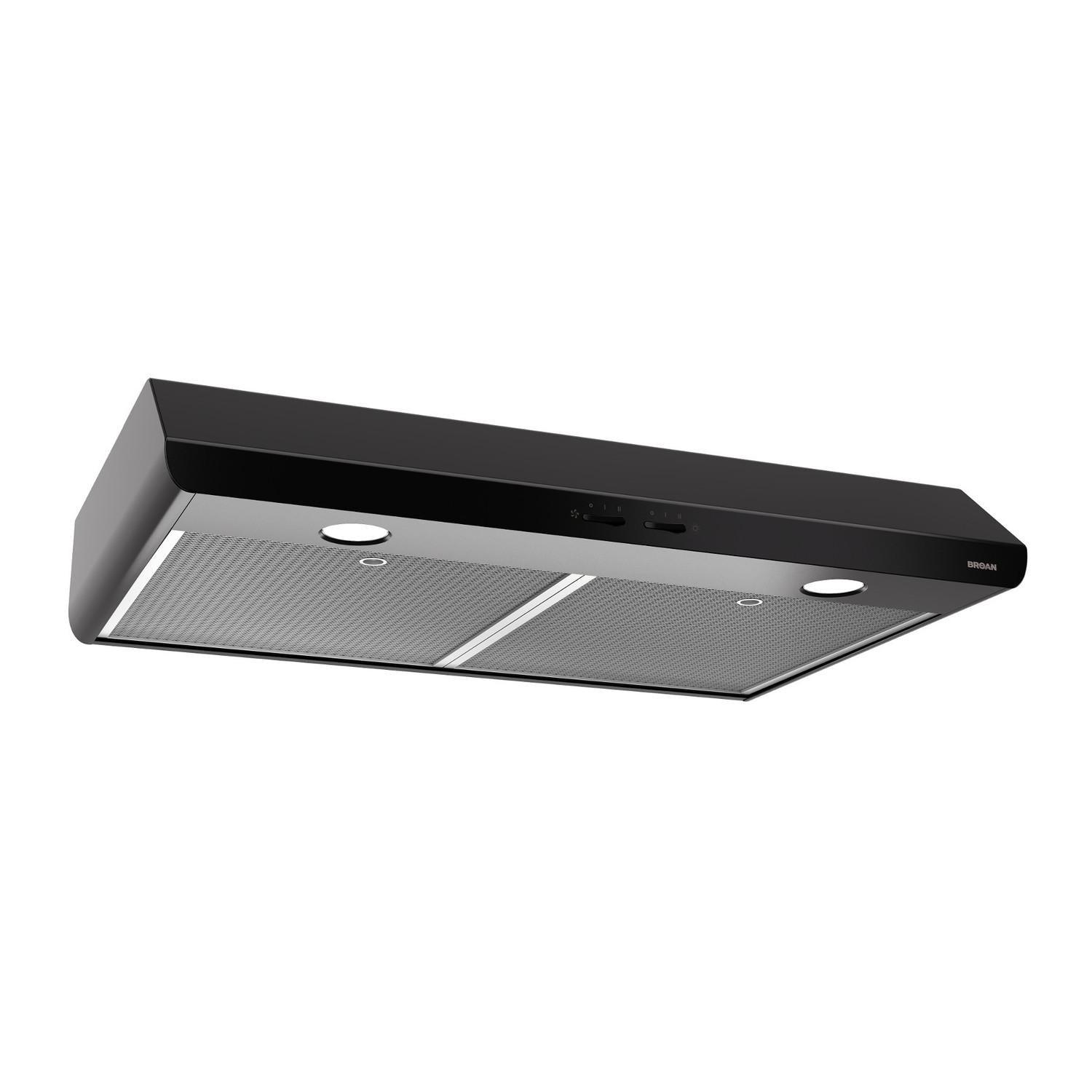 Broan 30-Inch 300 Max Blower CFM 5.0 Sones Black Range Hood