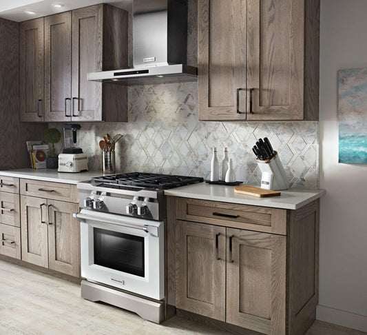 Kitchenaid KDRS407VMW 30'' 4-Burner Dual Fuel Freestanding Range, Commercial-Style Imperial White