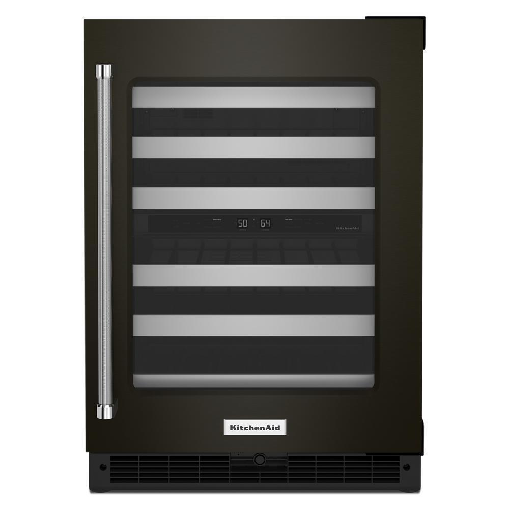 Kitchenaid KUWR314KBS 24" Undercounter Wine Cellar with Glass Door and Metal-Front Racks