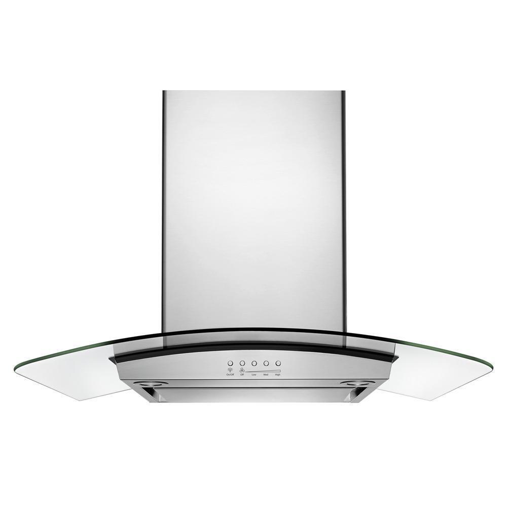 Whirlpool WVI75UC6DS 36" Modern Glass Island Mount Range Hood