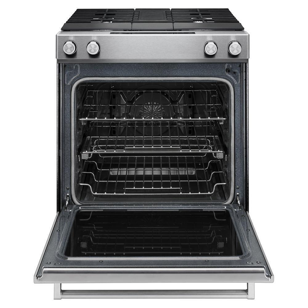 Kitchenaid 30-Inch 4-Burner Dual Fuel Downdraft Slide-In Range