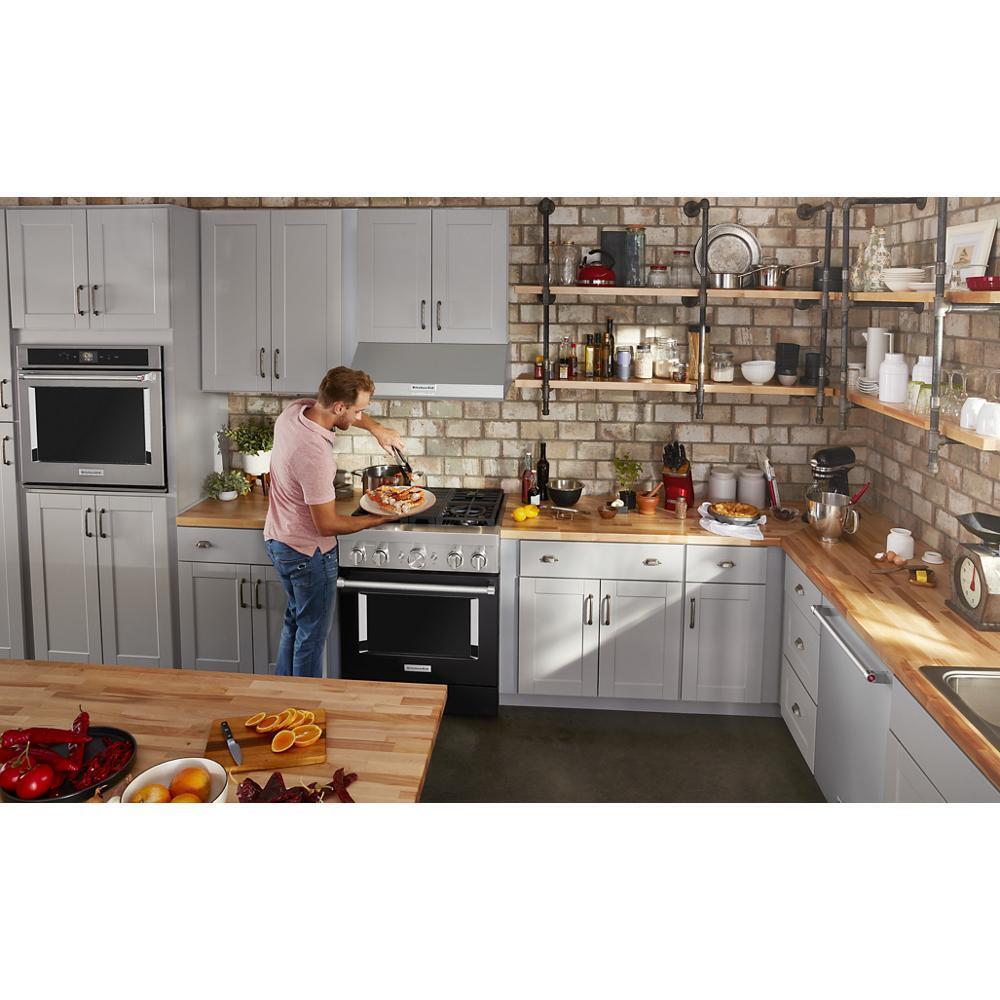 KFDC500JBK KitchenAid® 30'' Smart Commercial-Style Dual Fuel Range with 4 Burners