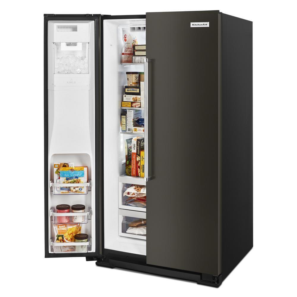 Kitchenaid KRSF705HBS 24.8 cu ft. Side-by-Side Refrigerator with Exterior Ice and Water and PrintShield™ Finish