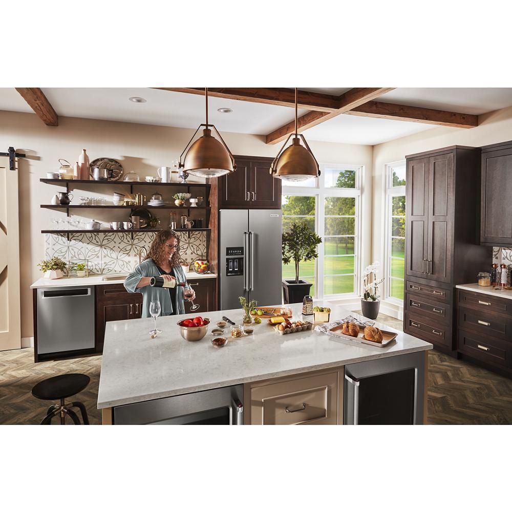Kitchenaid KRSC703HPS 22.6 cu ft. Counter-Depth Side-by-Side Refrigerator with Exterior Ice and Water and PrintShield™ finish