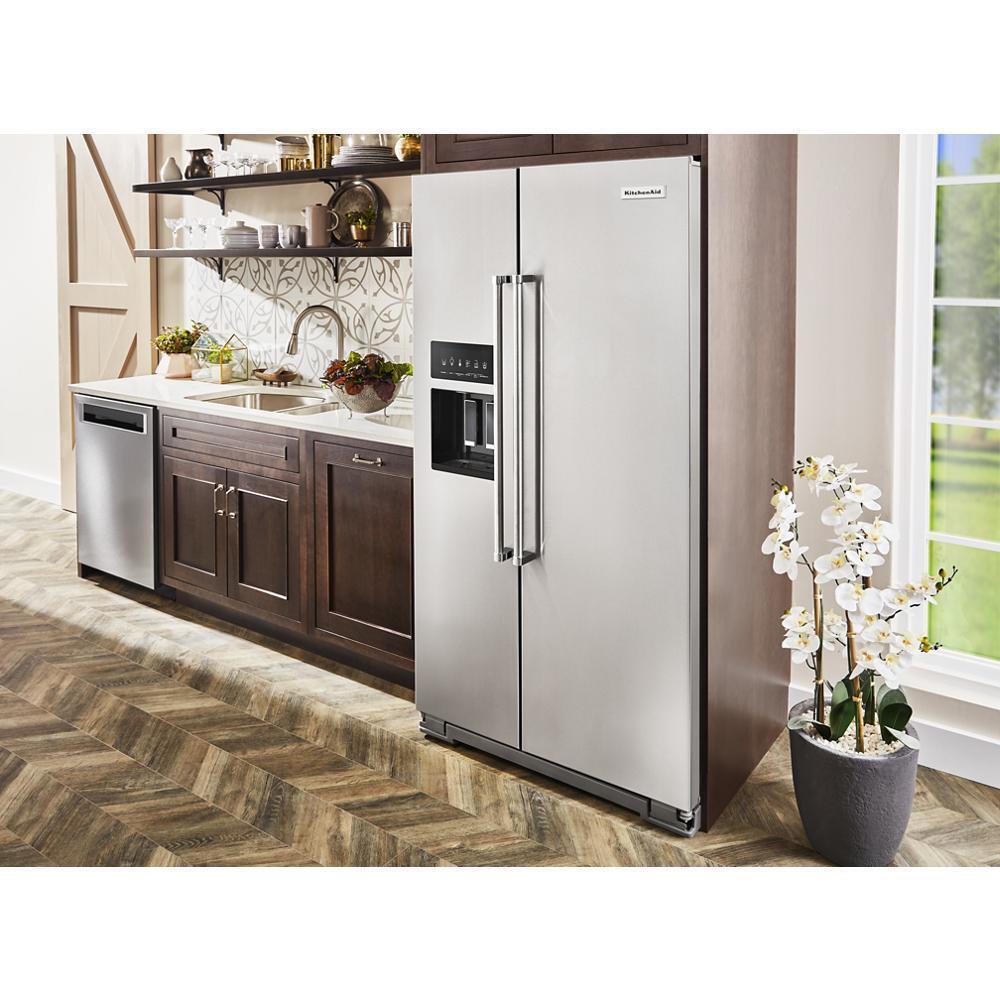 Kitchenaid KRSC700HPS 19.9 cu ft. Counter-Depth Side-by-Side Refrigerator with Exterior Ice and Water and PrintShield™ finish